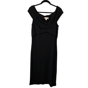 Michael Kors XL Stretchy Ribbed Off the Shoulder Black Dress